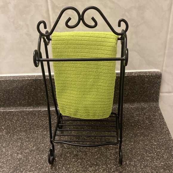 Shiny Black Wrought Iron Hand Tip Towel Rack or Jewelry Stand - Picture 7 of 11